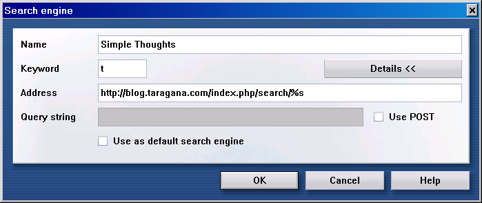 Add search engine in Opera browser